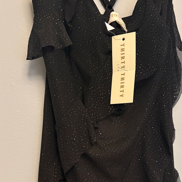 THIRTY THIRTY Women’s Chic Glitter Mesh Ruffle Maxi Dress Size M - Picture 6 of 8